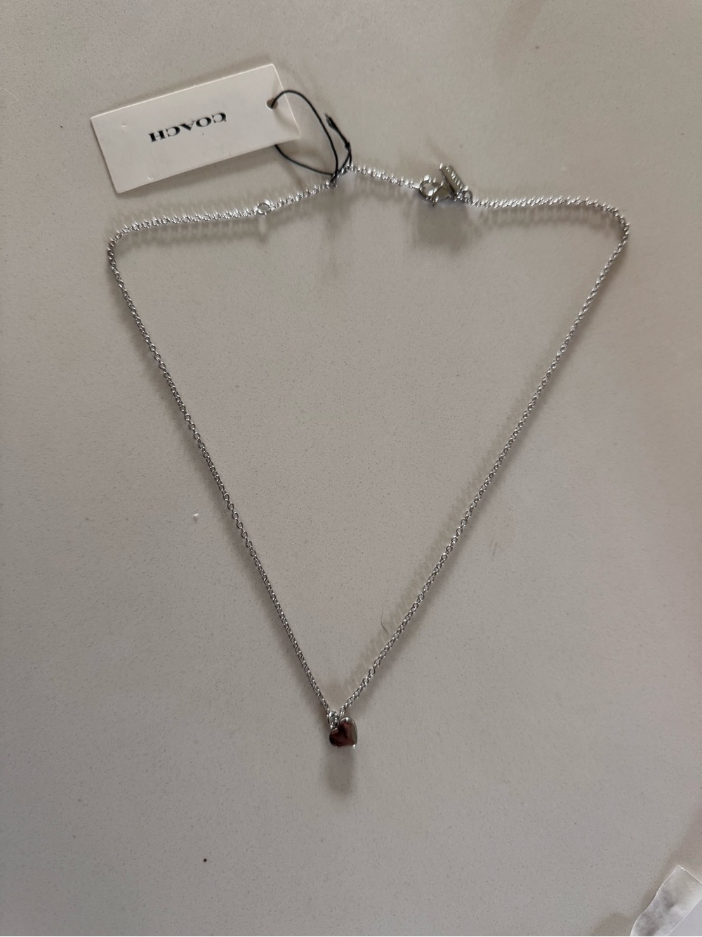 Coach Silver Necklace with Tiny Heart Charm